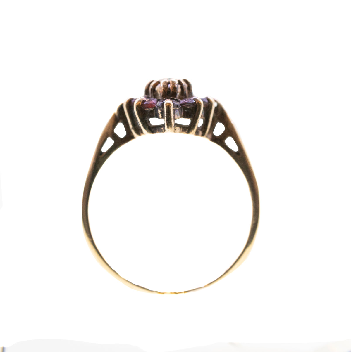 Oval Opal with Garnet Halo in 9ct Yellow Gold Ring