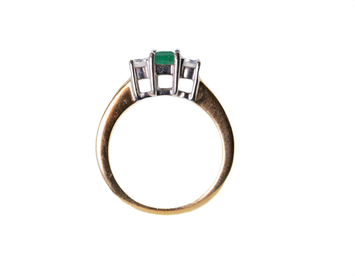 Emerald Baguette 0.5ct with 0.2ct Diamond Ring