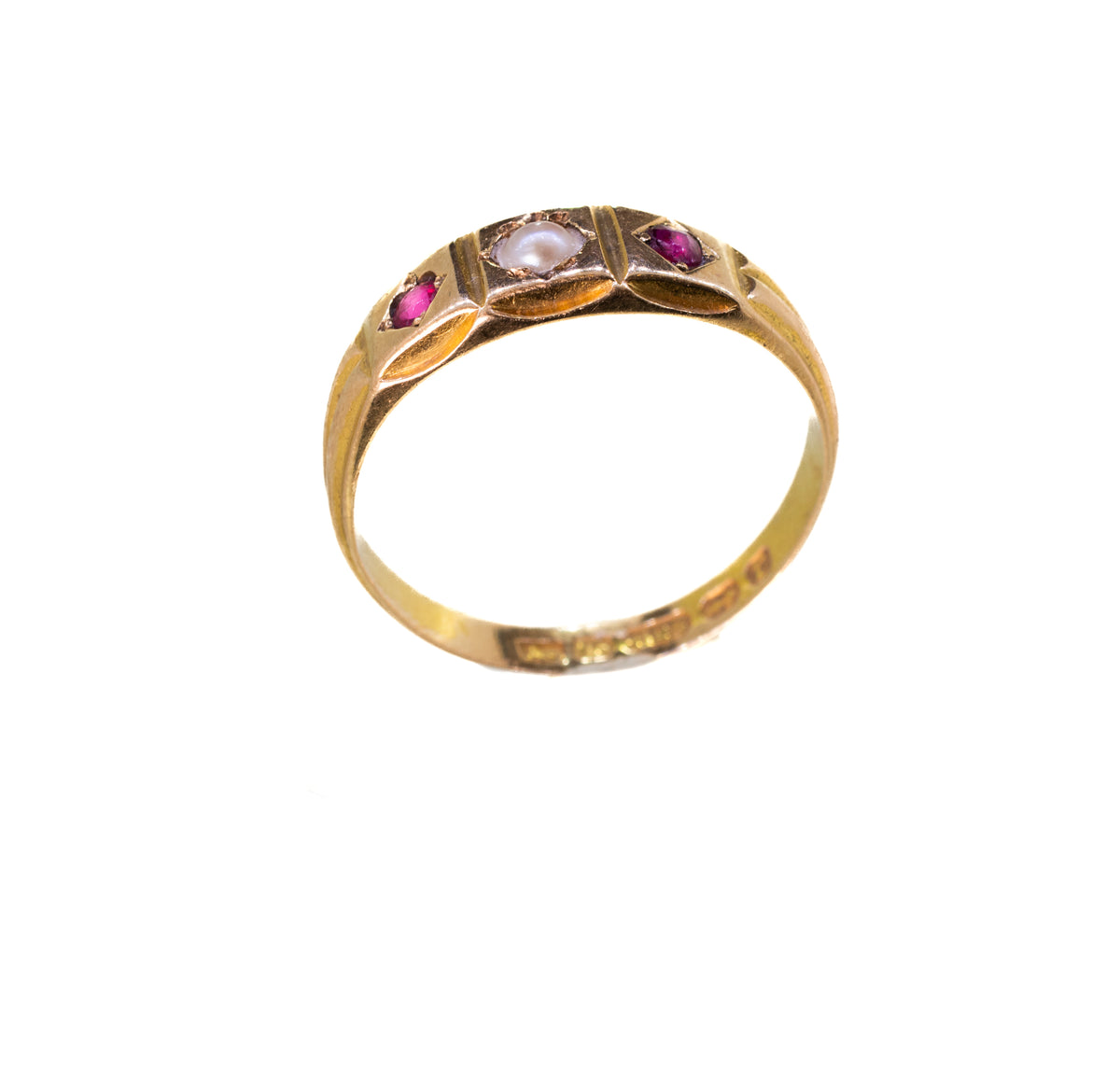 Pearl and Ruby 15ct Yellow Gold Ring