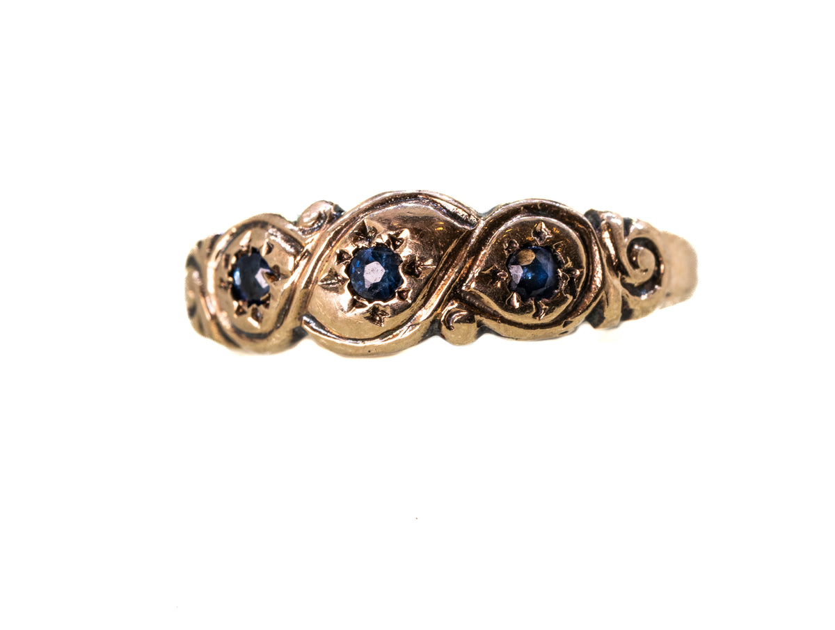 3 Sapphires Set in 9ct Yellow Gold