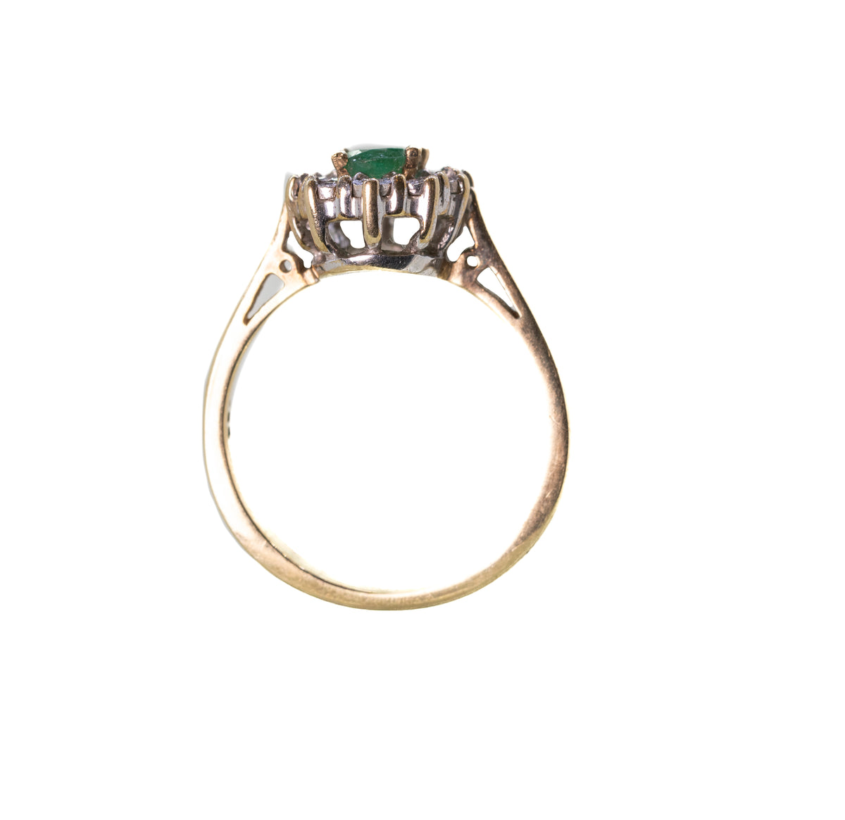 Emerald Diamond Cluster Ring
