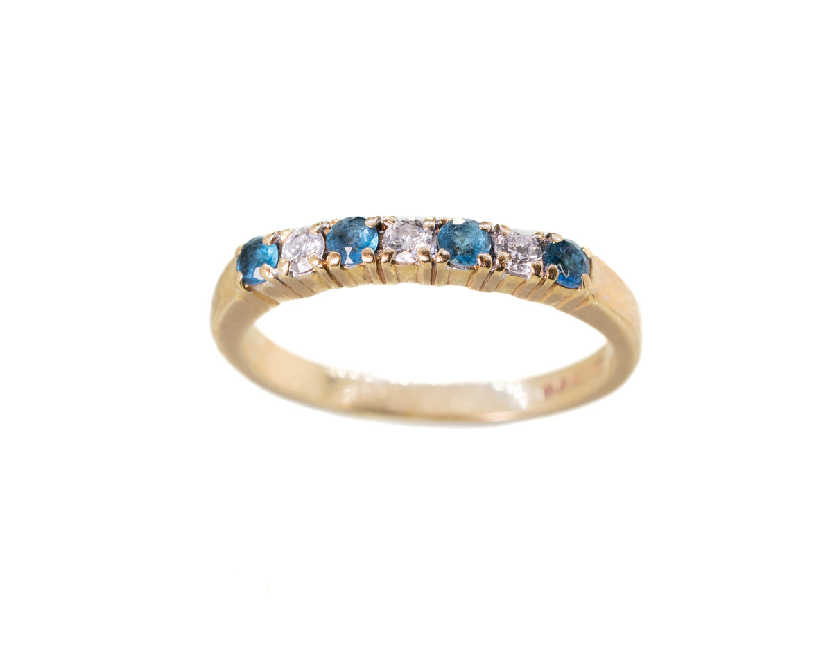9ct Yellow Gold Topaz and Diamond Half Eternity