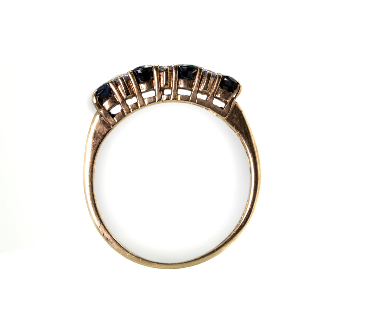 Sapphire and Diamond Half Eternity Ring in 9ct Yellow Gold