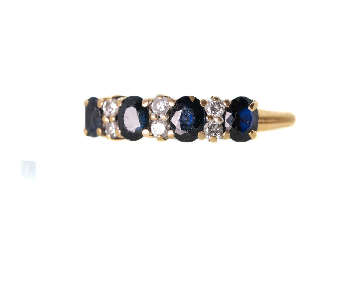 Sapphire and Diamond Half Eternity Ring in 9ct Yellow Gold