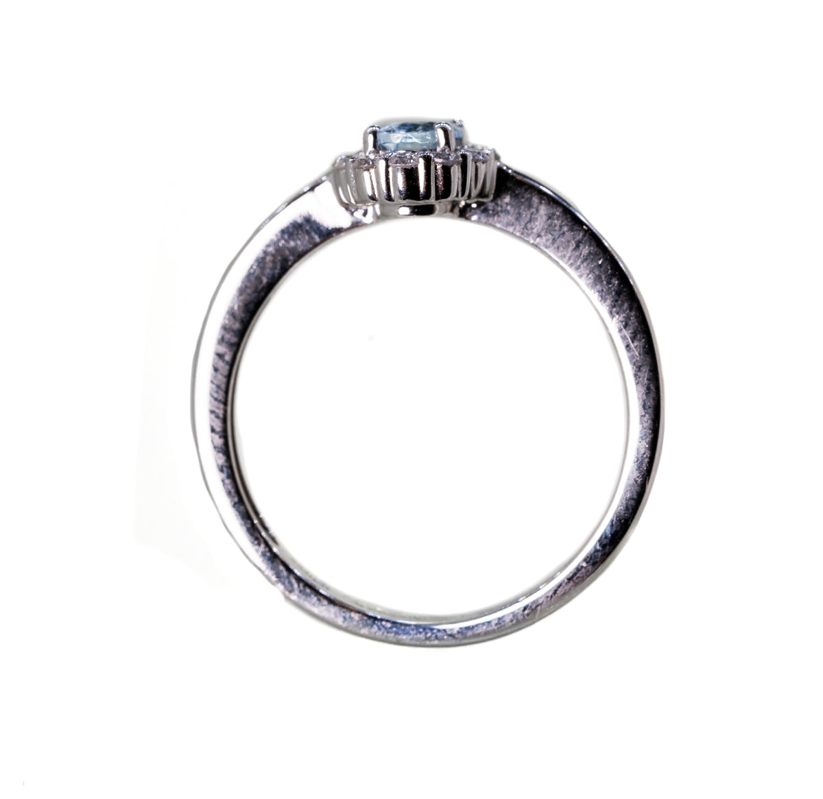 Aquamarine Diamond Cluster in 9ct White Gold