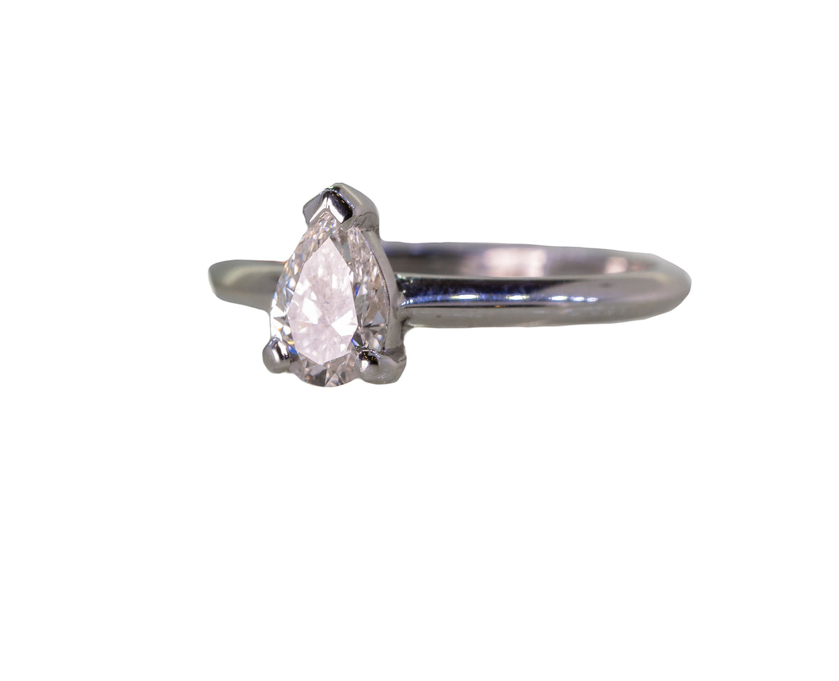 0.5ct Pear Shape Diamond on a 18ct White Gold Band