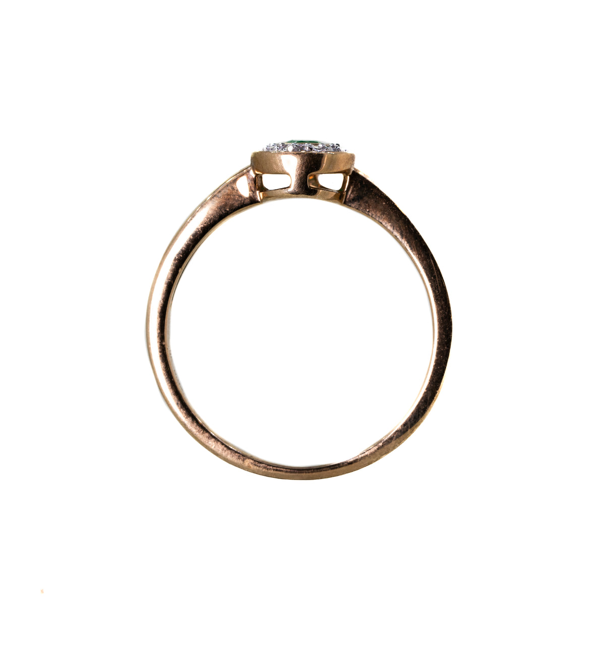 9ct Yellow Gold with an Emerald and Diamond Halo