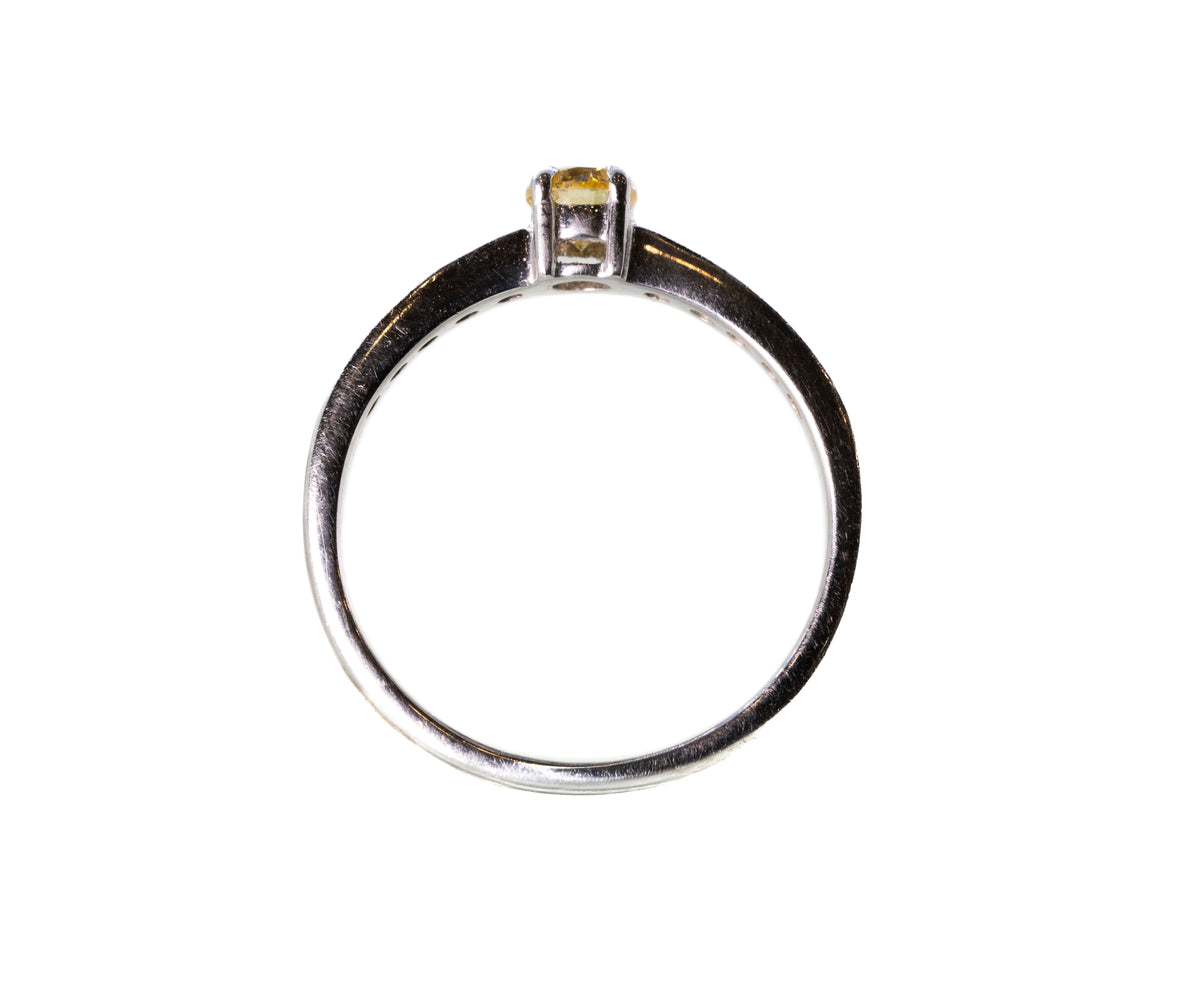 Yellow Diamond 0.31ct in 18ct White Gold