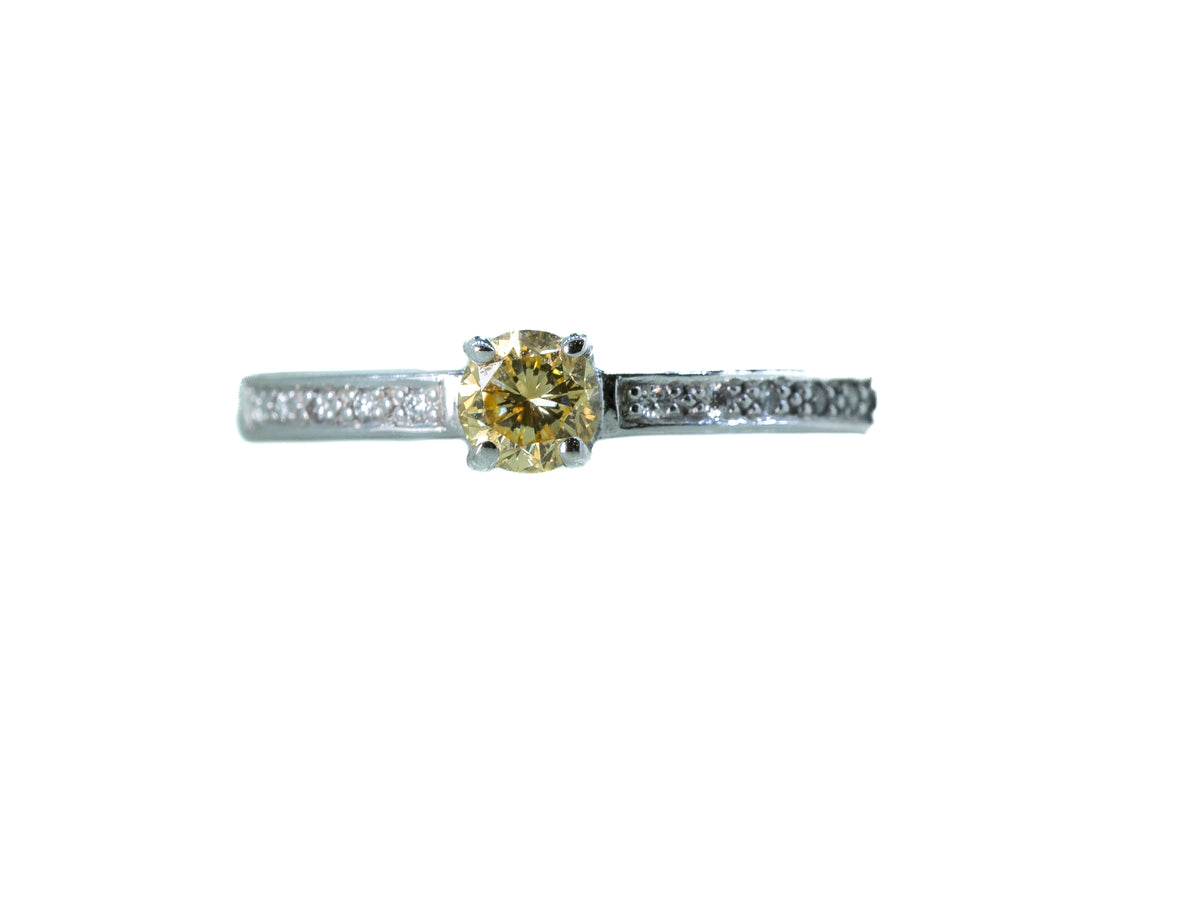 Yellow Diamond 0.31ct in 18ct White Gold