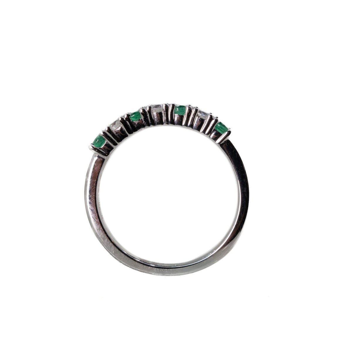 Platinum Emerald and Diamond 0.20ct Half Eternity Ring