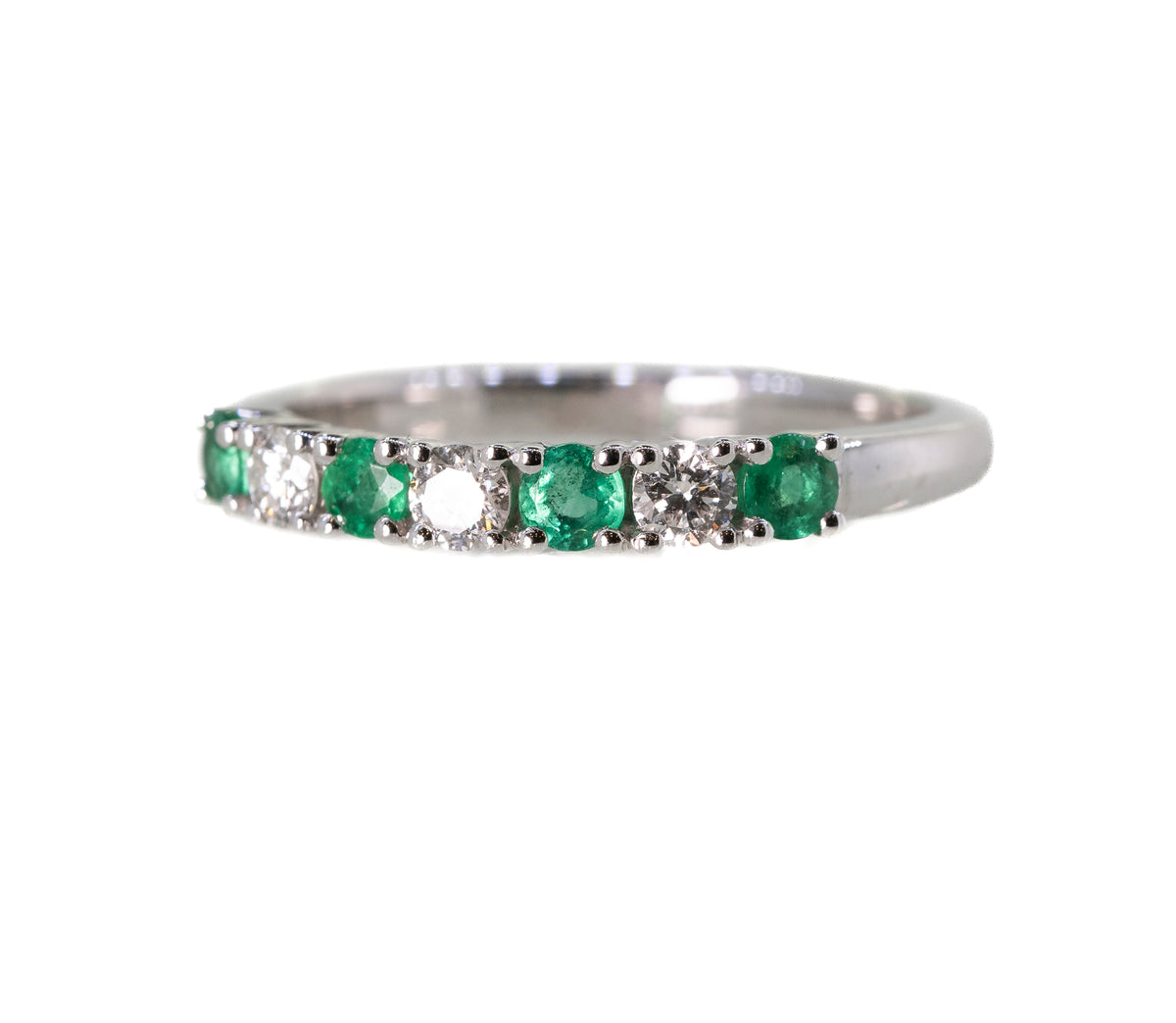 Platinum Emerald and Diamond 0.20ct Half Eternity Ring