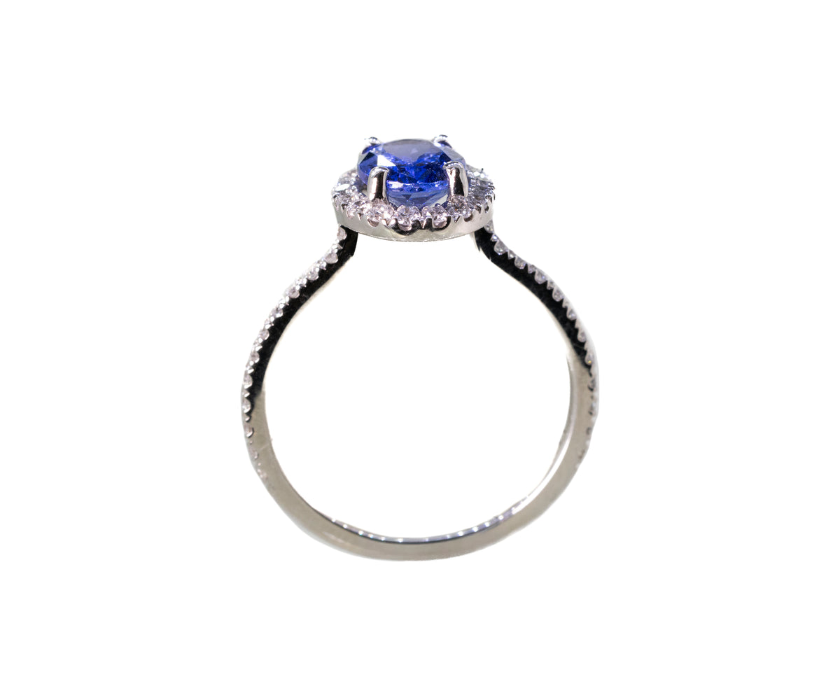 Platinum ring with Tanzanite and Diamond Ring