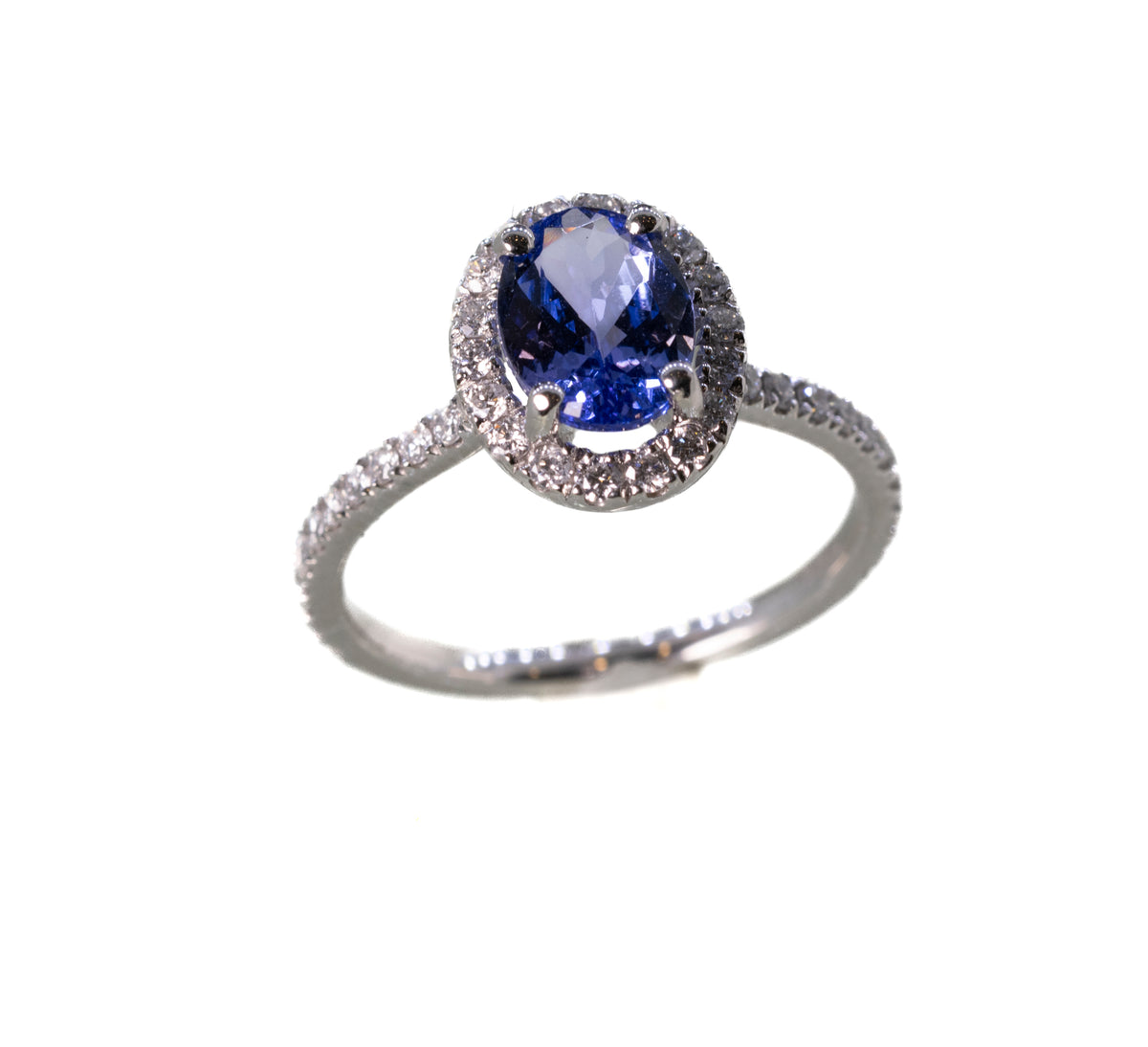 Platinum ring with Tanzanite and Diamond Ring