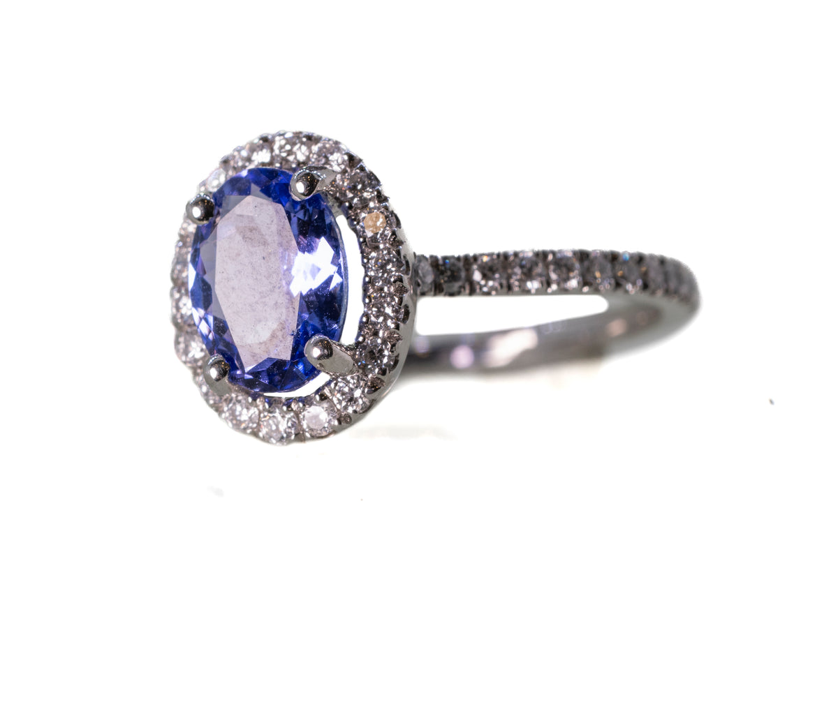 Platinum ring with Tanzanite and Diamond Ring