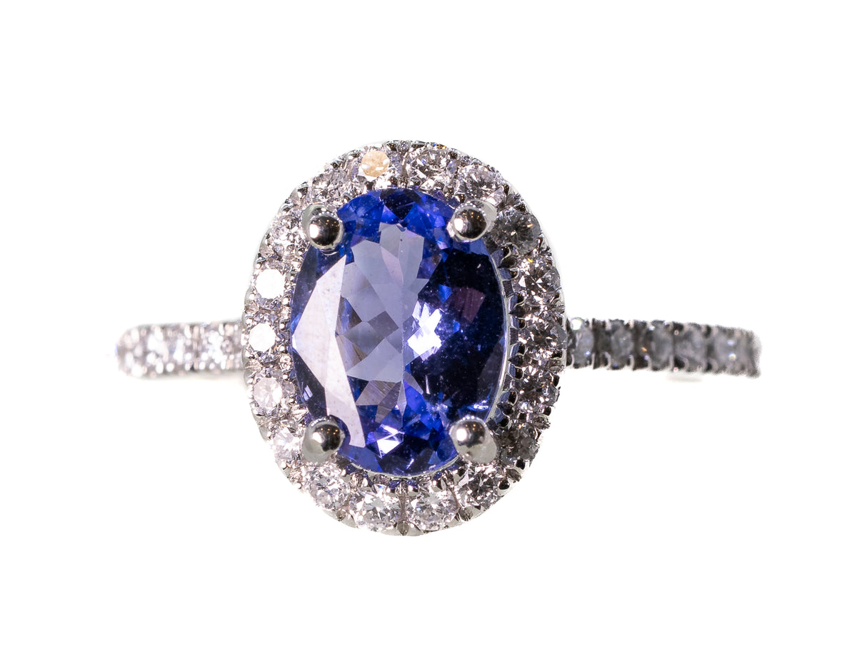 Platinum ring with Tanzanite and Diamond Ring