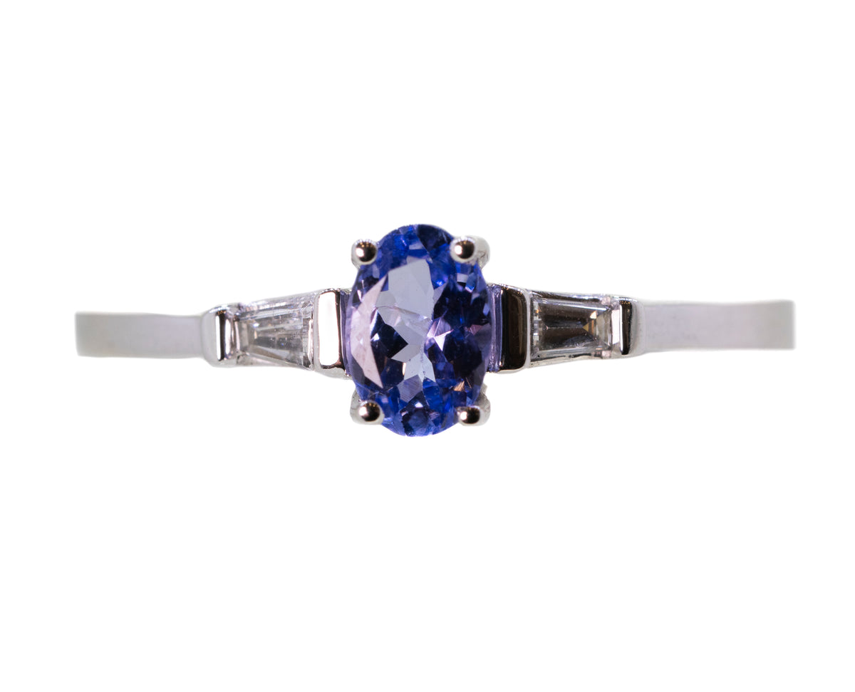 Tanzanite and Diamond 9ct White Gold Ring