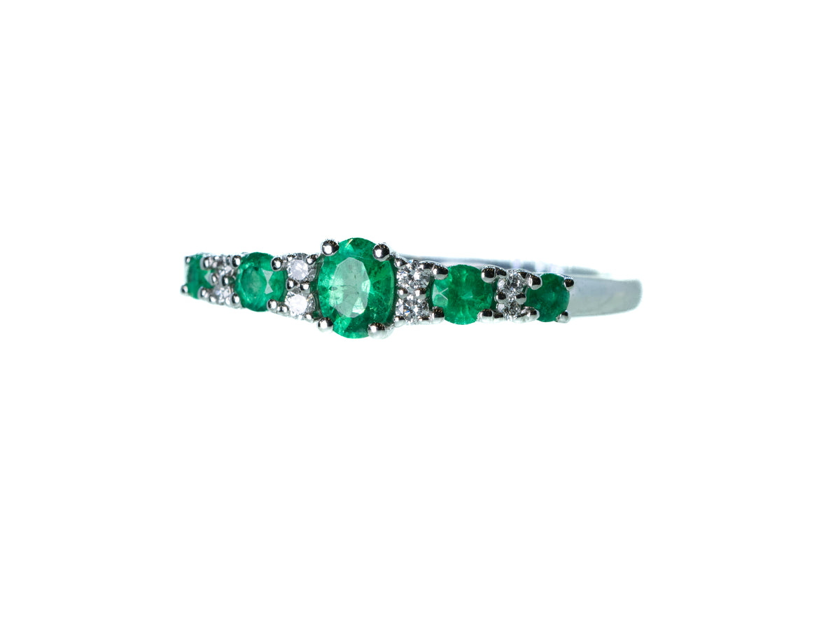 Emerald and Diamond Eternity Band in 9ct White Gold