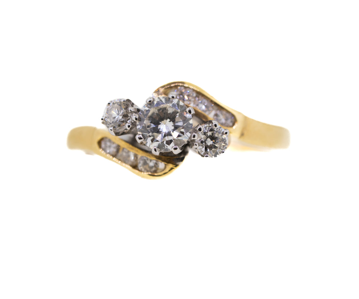0.9ct Diamond Crossover 18ct Yellow Gold Ring