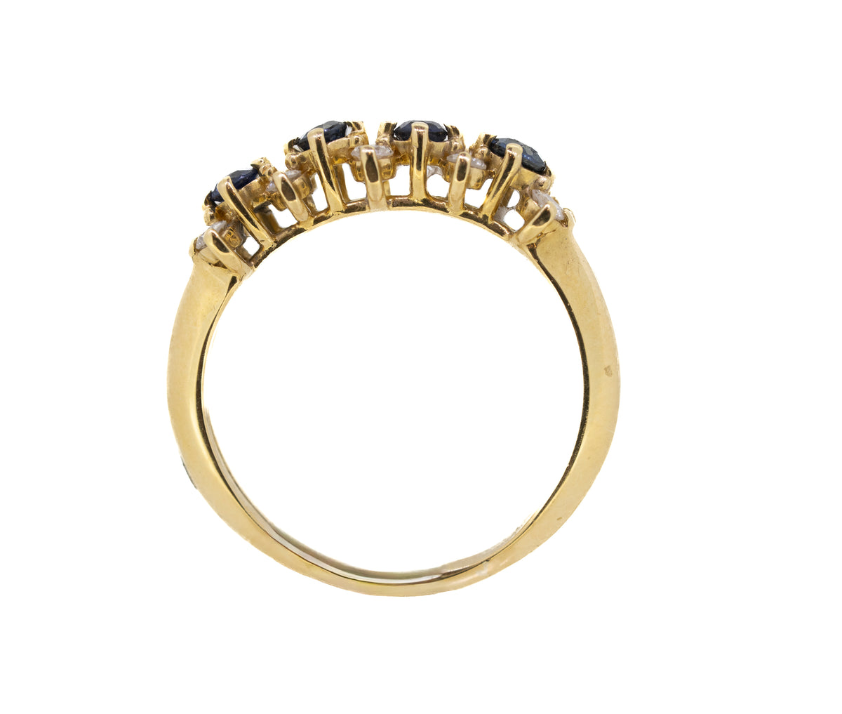 Sapphire and Diamond Half Eternity 18ct Yellow Gold Ring