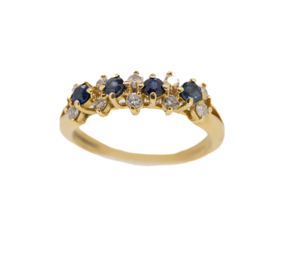 Sapphire and Diamond Half Eternity 18ct Yellow Gold Ring
