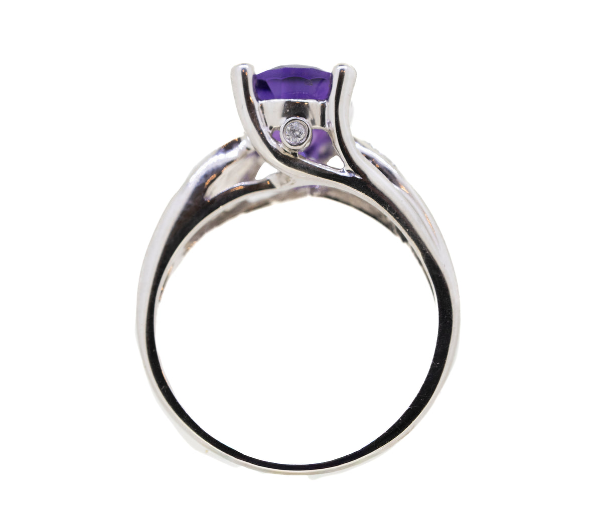 Amethyst and Diamond 9ct White Gold Ring