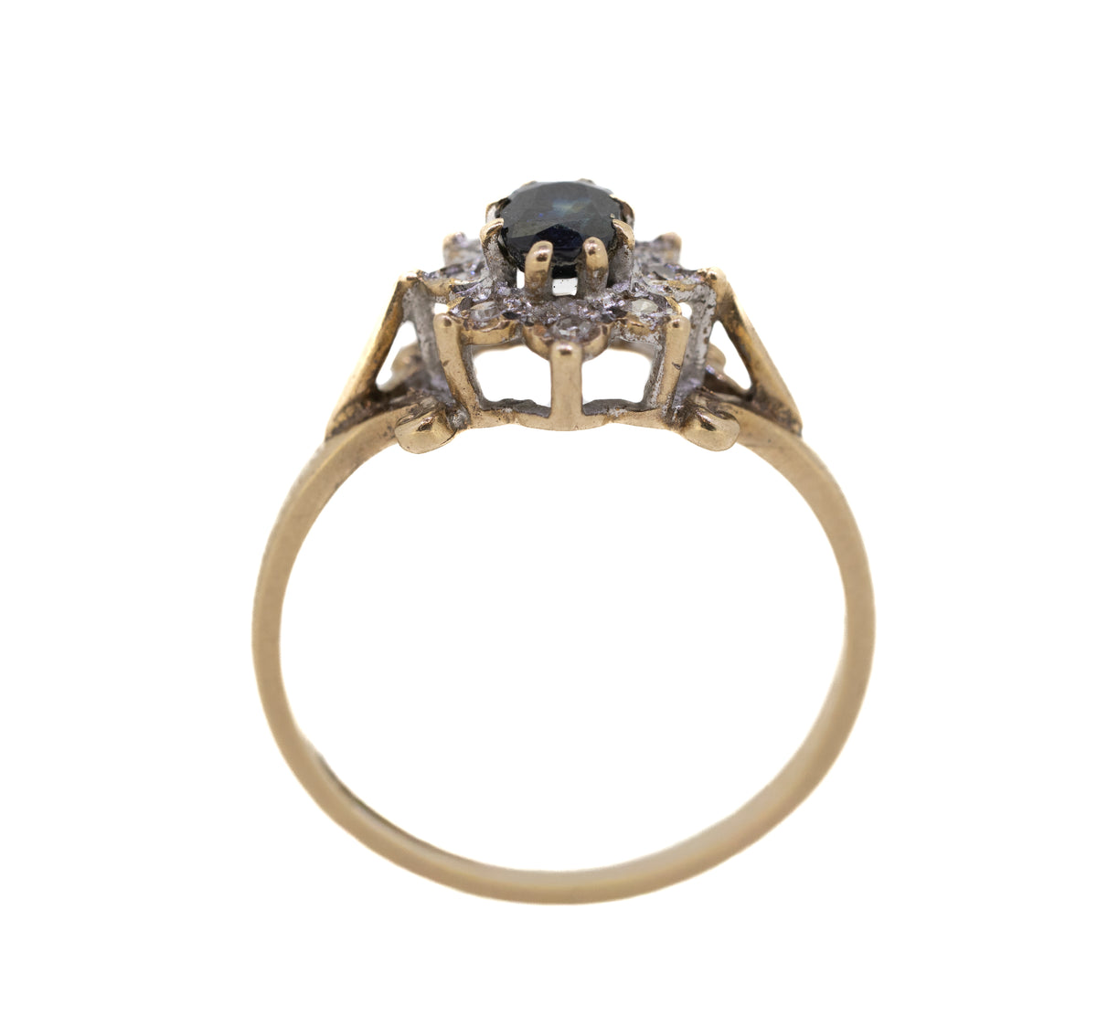 Sapphire and Diamond Cluster 18ct Yellow Gold Ring