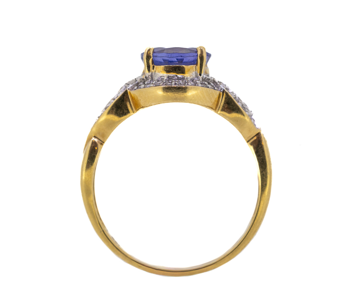 18ct Yellow Gold Tanzanite and Diamond Ring