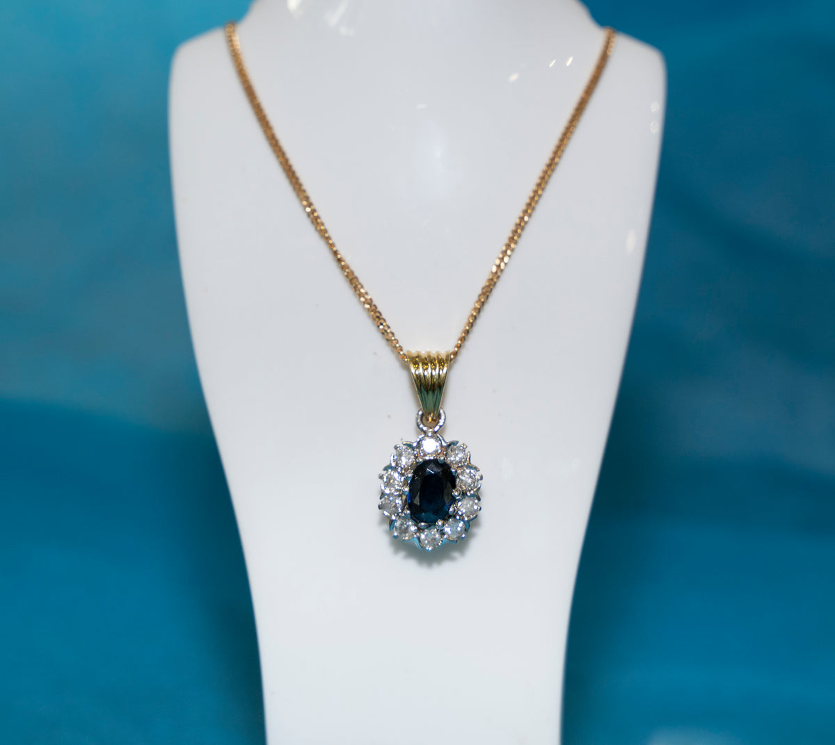 18ct Sapphire and Diamond Cluster Pendant