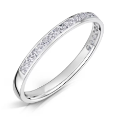 2mm Channel Set Princess Cut Half Eternity