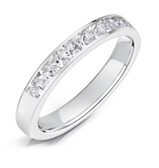 3mm Channel Set Princess Cut Half Eternity