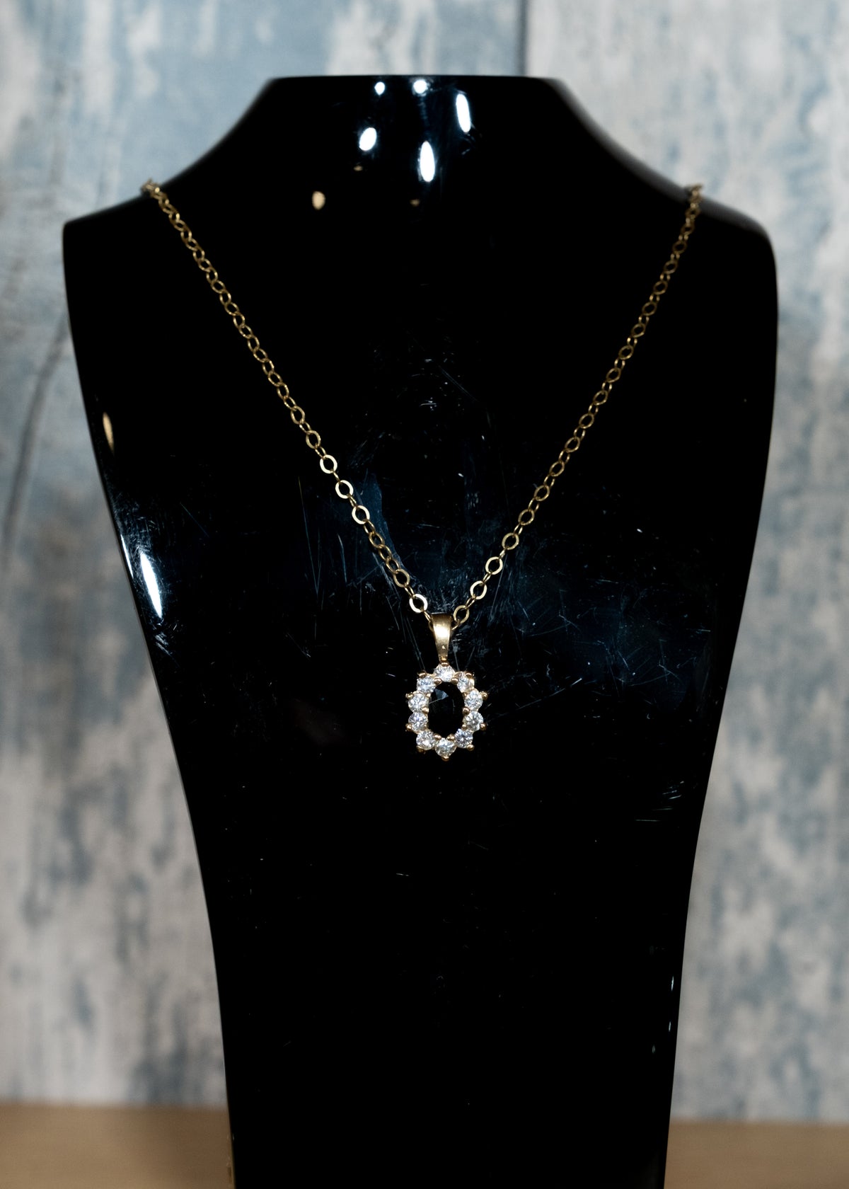 Sapphire and Cubic Zirconia Pendant set in 9ct Yellow Gold