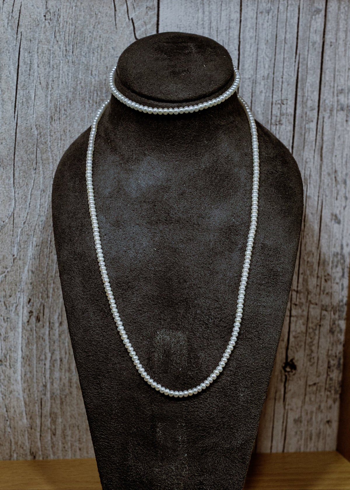 White Seed Pearl Necklace and Bracelet Set