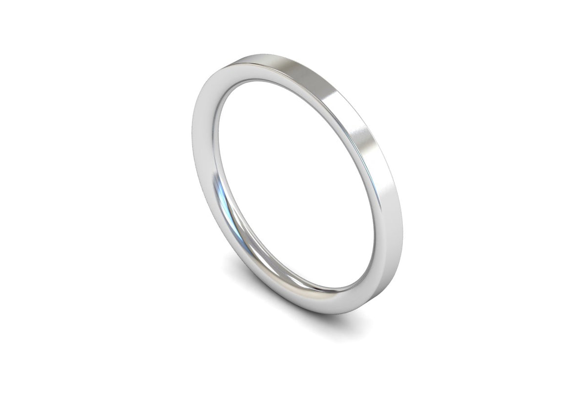 2mm Flat Court Profile Wedding Band