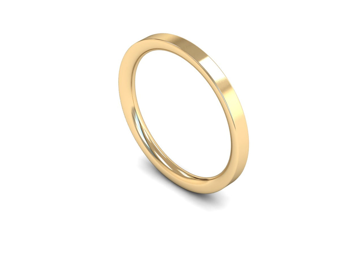 2mm Flat Court Profile Wedding Band
