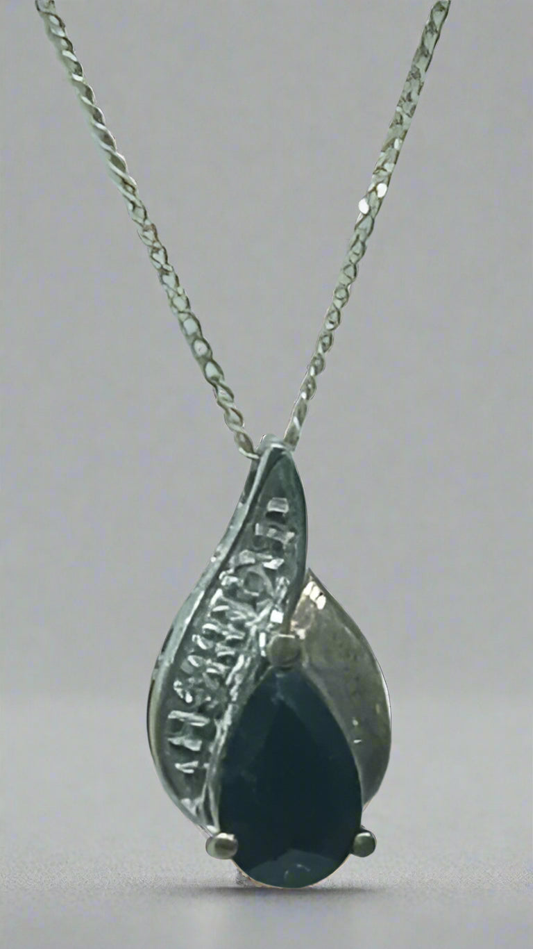 Sapphire with Diamond Detail Pendant