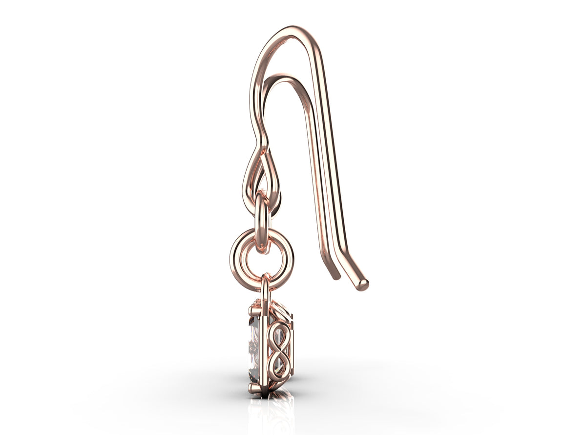 2 x 0.5ct Emerald Cut Infinity Detail Drop Earrings (EAR-023)