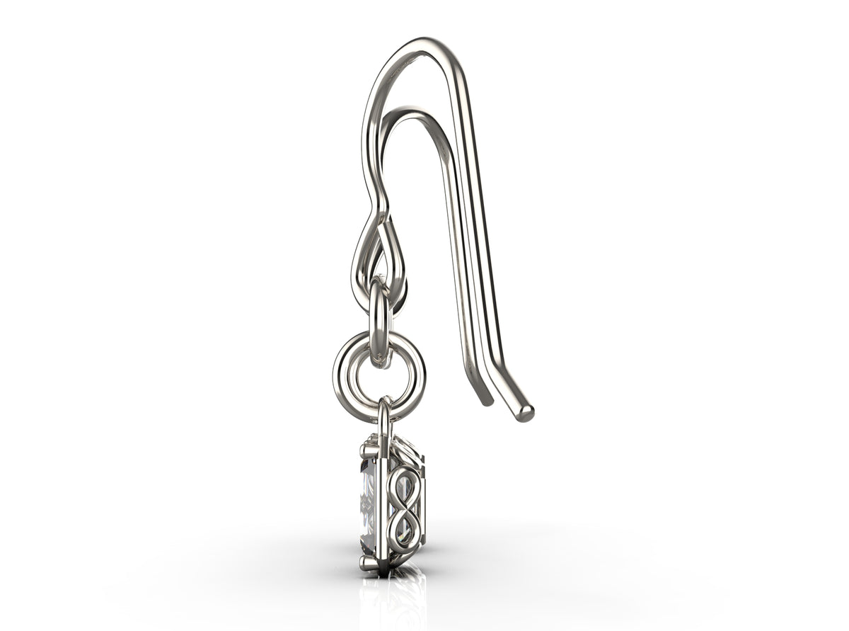 2 x 0.5ct Emerald Cut Infinity Detail Drop Earrings (EAR-023)