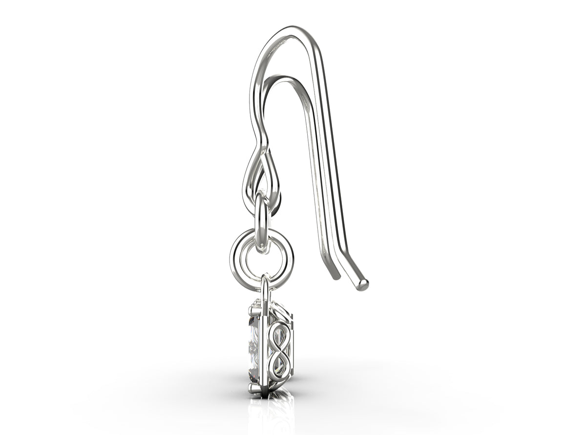 2 x 0.5ct Emerald Cut Infinity Detail Drop Earrings (EAR-023)