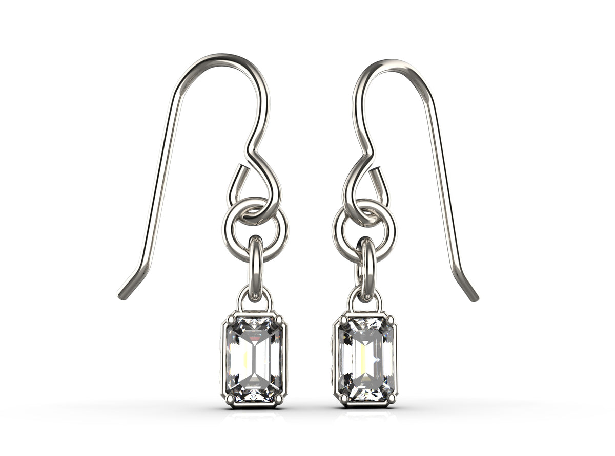 2 x 0.5ct Emerald Cut Infinity Detail Drop Earrings (EAR-023)