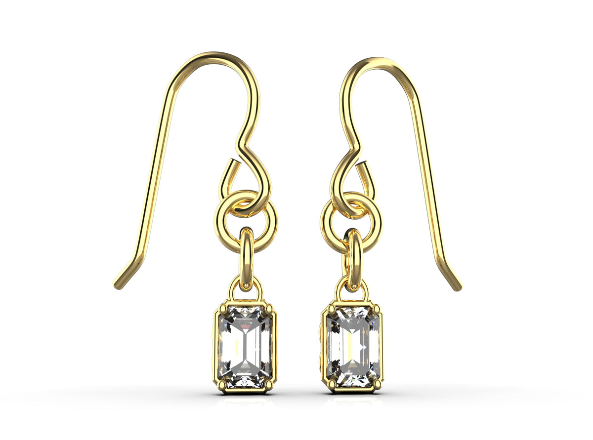 2 x 0.5ct Emerald Cut Infinity Detail Drop Earrings (EAR-023)