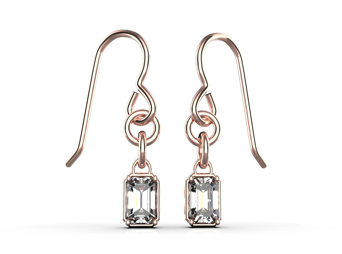 2 x 0.5ct Emerald Cut Infinity Detail Drop Earrings (EAR-023)