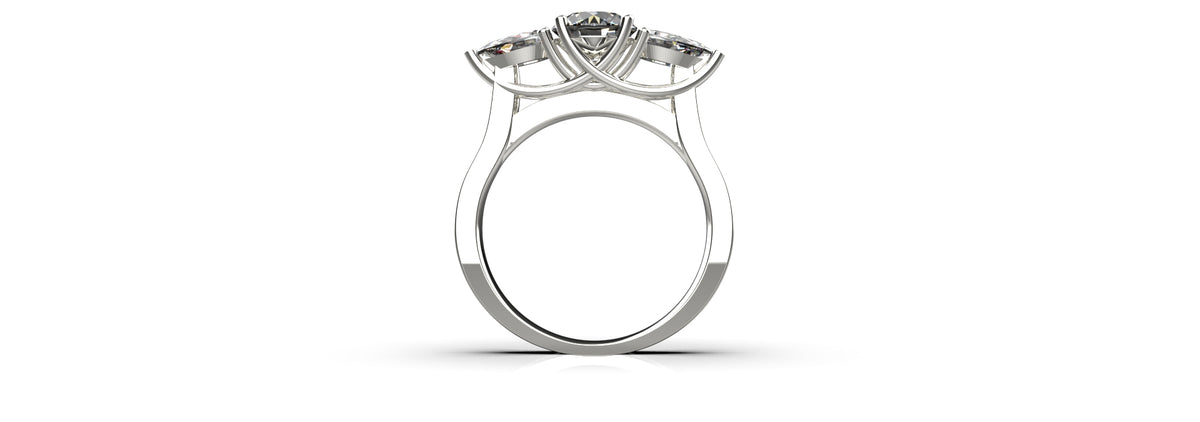 1ct Centre Stone and 2 Pear Stones Engagement Ring (ENG-024)