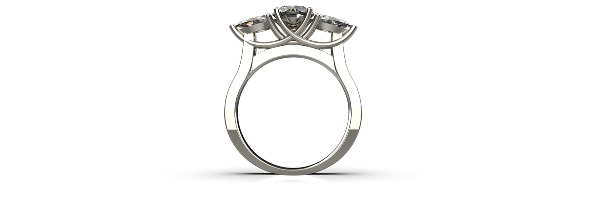 1ct Centre Stone and 2 Pear Stones Engagement Ring (ENG-024)