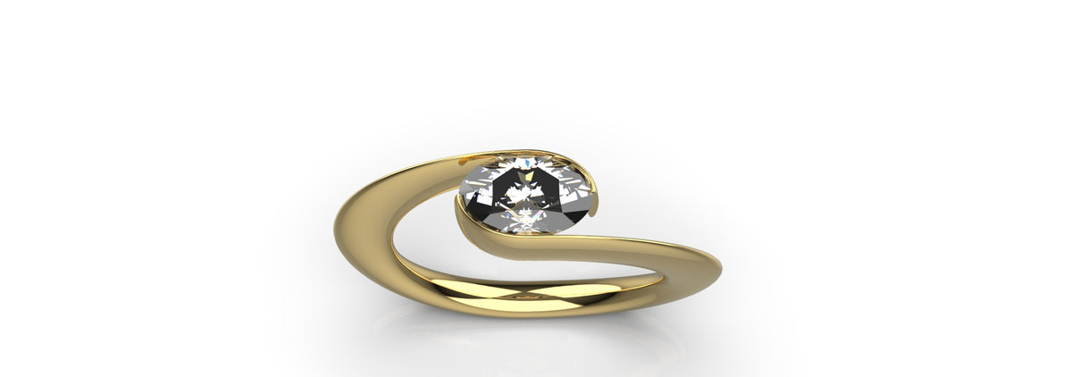 0.9ct Oval Tension Set Engagement Ring (ENG-006)