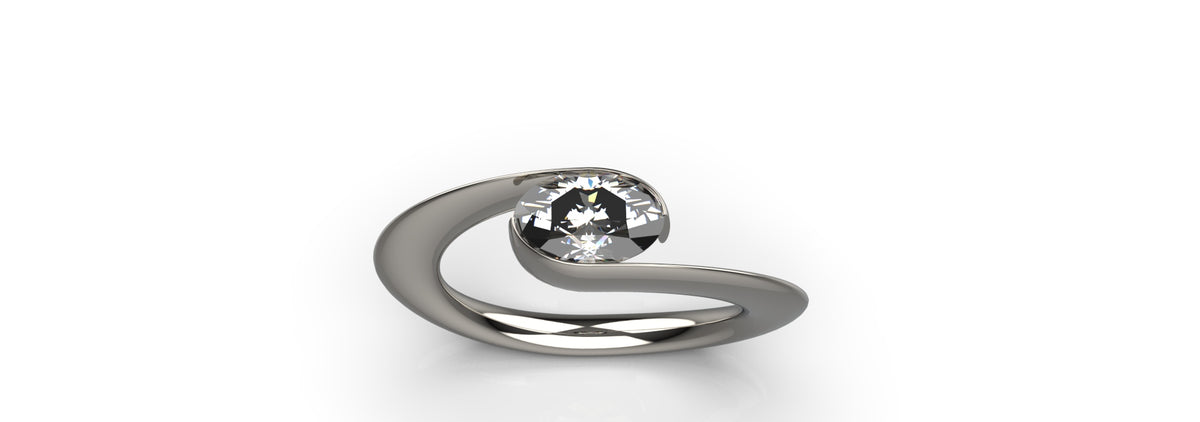 0.9ct Oval Tension Set Engagement Ring (ENG-006)