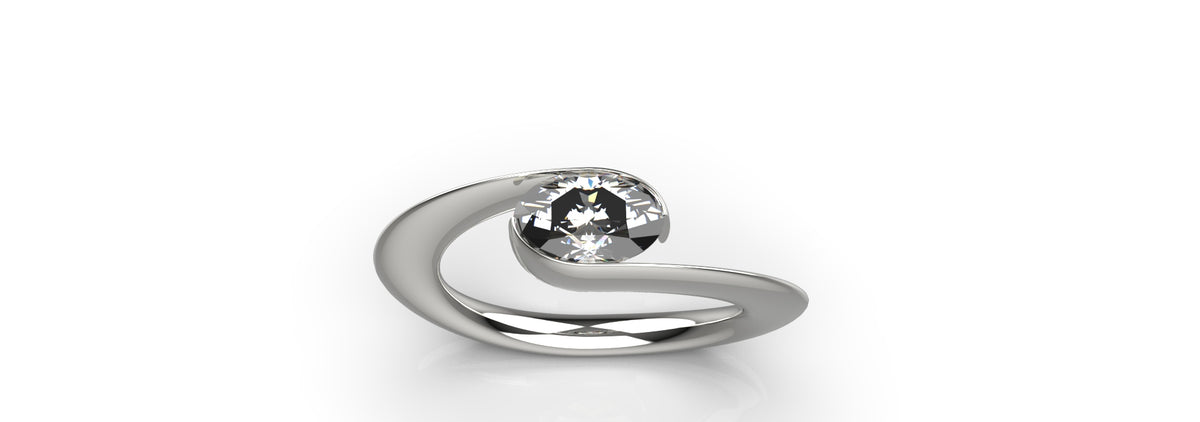 0.9ct Oval Tension Set Engagement Ring (ENG-006)