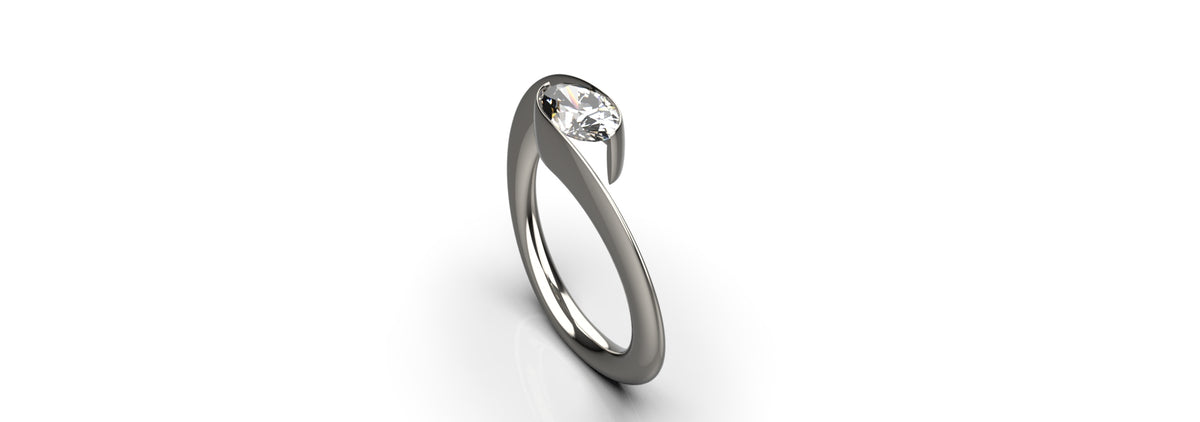 0.9ct Oval Tension Set Engagement Ring (ENG-006)