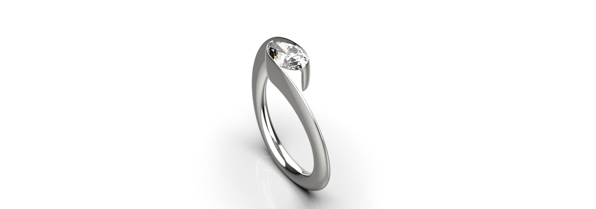 0.9ct Oval Tension Set Engagement Ring (ENG-006)