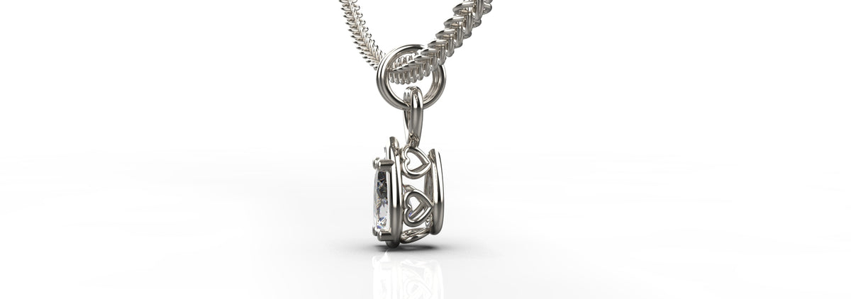 0.3ct Pear Shape Heart Detail Pendant (PEN-015)