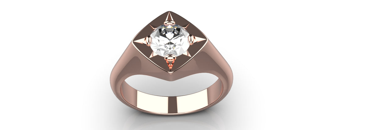 1ct Round Stone Star Set Ring (MENS-004)